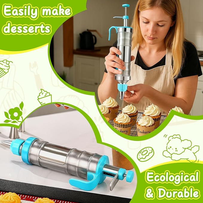Novano Dessert Decorating Syringe Set, Stainless Steel
