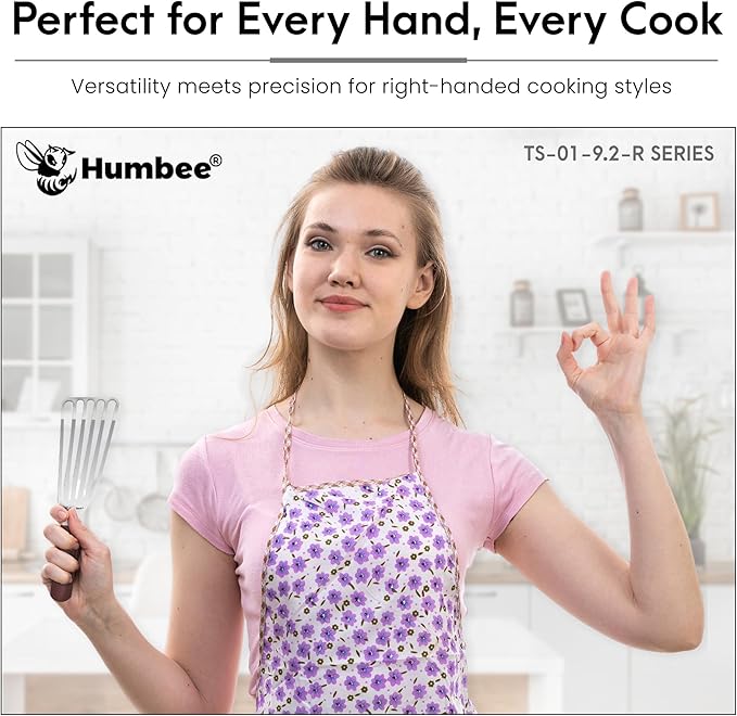HUMBEE 9 Inches Fish Turner, Slotted Fish Spatula Dishwasher Safe NSF, Shovel Brown
