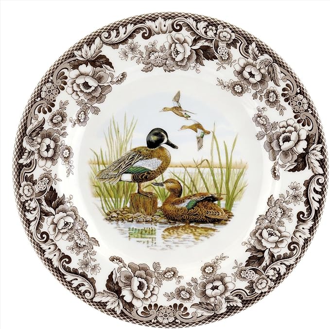 Spode – Woodland – Dinner Plate - Blue-Winged Teal, Brown/White