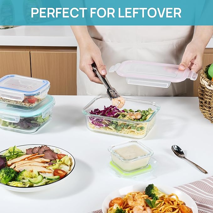 Vtopmart 8 Pack Glass Food Storage Containers with Airtight Lids