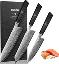Huusk Damascus Chef Knife Set 3 PCS, Ideal Gifts for Women Men