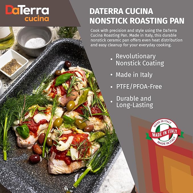 DaTerra Cucina Ceramic-Coated Nonstick Roasting & Lasagna Pan – 16"x12"x3"