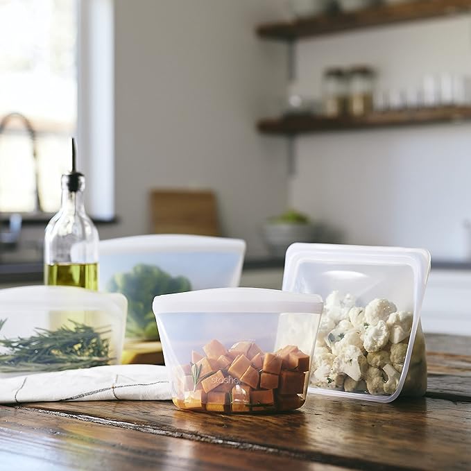 Stasher Premium Reusable Silicone Food Storage Bowl, Clear, 2-Cup