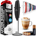 Zulay Kitchen Powerful Milk Frother Wand With Duracell Batteries - Ultra Fast Handheld Drink Mixer - Electric Whisk Foam Maker for Coffee, Lattes, Cappuccino & Matcha - Triple Whisk - Midnight Elite