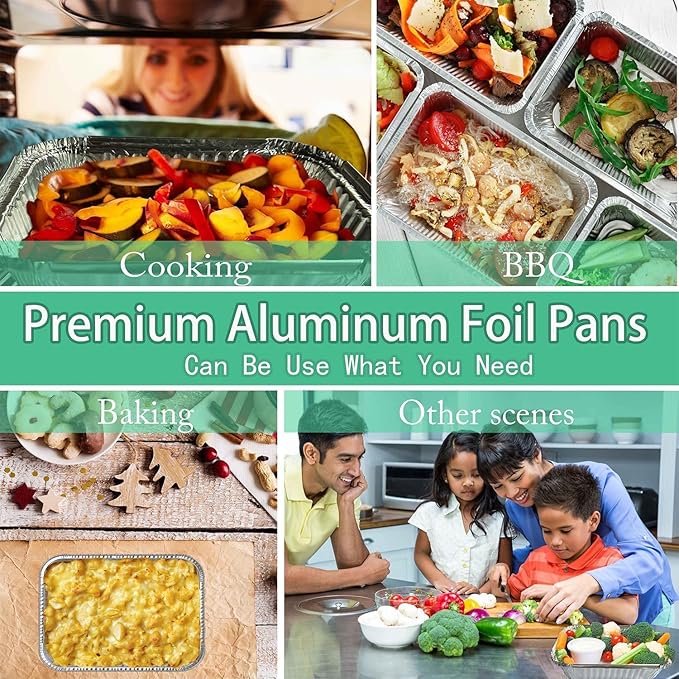 WANBAO 8.3"x6.2" 2.25LB Disposable Tin Foil Pans with Lids, 200 PACK