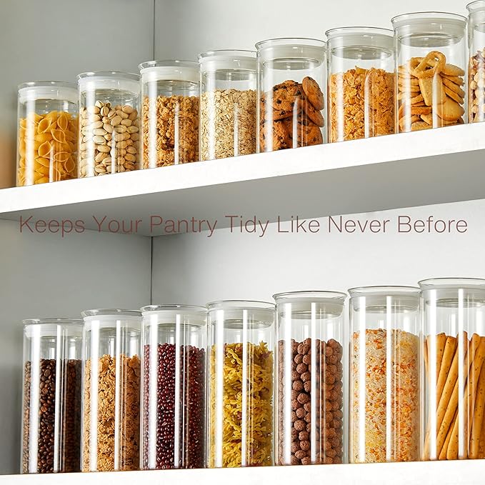 ZENS Glass Jars with Airtight Lid Set of 2, 37oz Kitchen Storage Jars