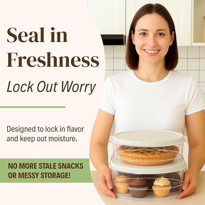 Evelots Pie Container with Lid, 4-Pack, 11-Inch, Clear BPA-Free Carriers