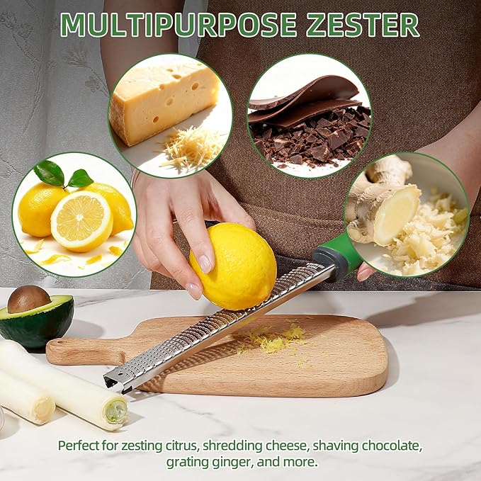 Koythin Green Handle Stainless Steel Citrus Zester Grater