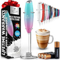 Zulay Kitchen Powerful Milk Frother Wand With Duracell Batteries - Ultra Fast Handheld Drink Mixer - Electric Whisk Foam Maker for Coffee, Lattes, Cappuccino & Matcha - Triple Whisk - Pink Rose