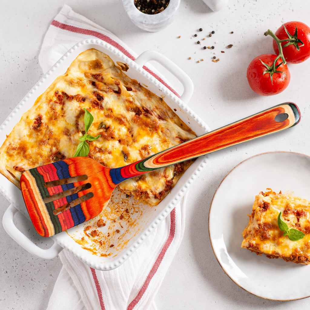Baltique Marrakesh Collection Colorful Wooden Slotted Spatula, 12.5" Long