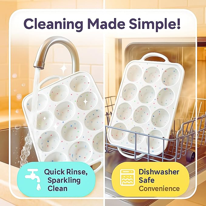 BAKE BOSS Silicone Muffin Pan for Baking, 1-Pack Regular 12 Cup, BPA-Free