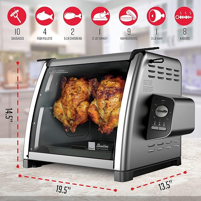 Ronco 5500 Series Countertop Rotisserie Oven, 12-lb Capacity, Stainless