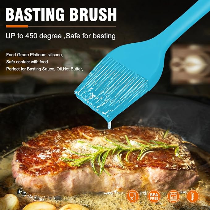 Walfos Silicone Basting Pastry Brush, 600℉ Heat Resistant Pastry Brush for BBQ Grill Baking Kitchen Cooking, BPA Free and Dishwasher Safe