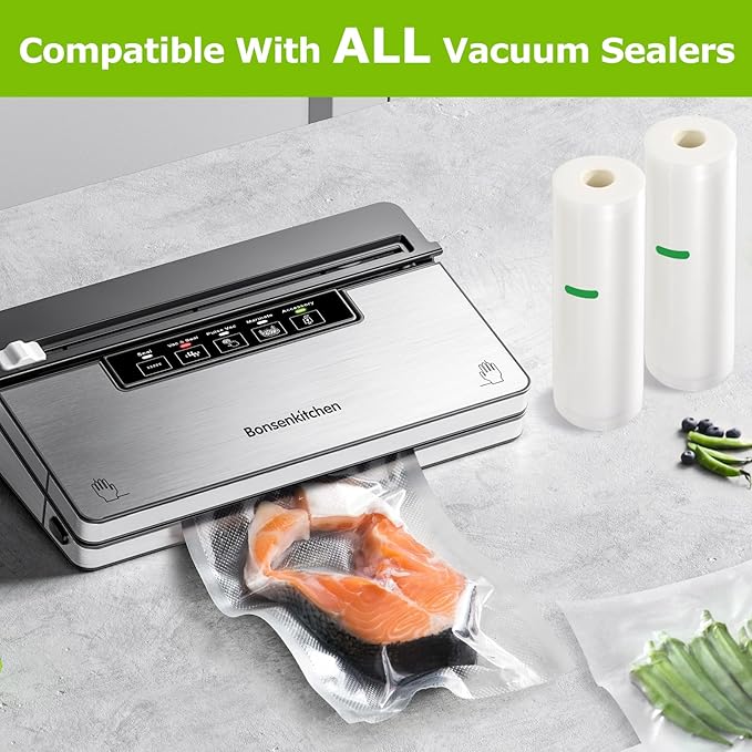 Bonsenkitchen Vacuum Sealer Bags Rolls, 2 Rolls 11 in x 50 ft