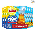 Lipton Cold Brew Black Tea Bags, Family Size,132 Total Bags (22 Ct 6-Pack)