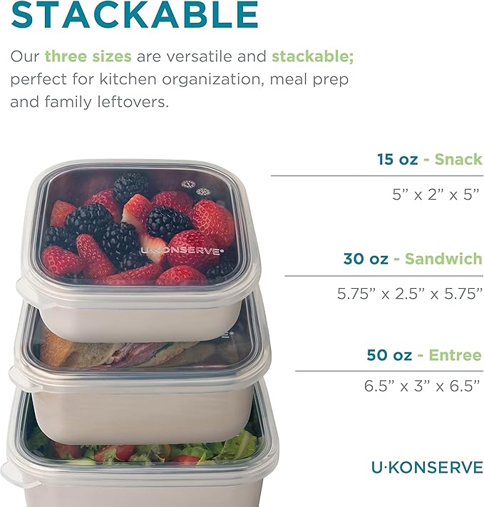 U-Konserve 50 oz Stainless Steel Bento Box Food Container Clear