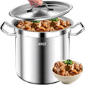 Stainless Steel Stockpot with Lid - Large Stock Pot - Heavy Duty Tri-Ply Bottom Commercial Grade Soup Pot for Cooking Soup, Stew, Canning, Oven, Gas, Ceramic, Dishwasher Safe