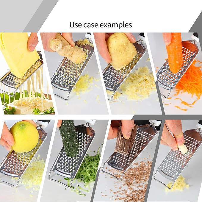 IQworks Handheld Cheese Grater - Mirror Stainless Steel Blades, Lightweight & Ultra-Smooth & Rustproof - Non-Slip Comfortable Handle for Parmesan, Mozzarella, Hard & Soft Cheeses - Dishwasher Safe