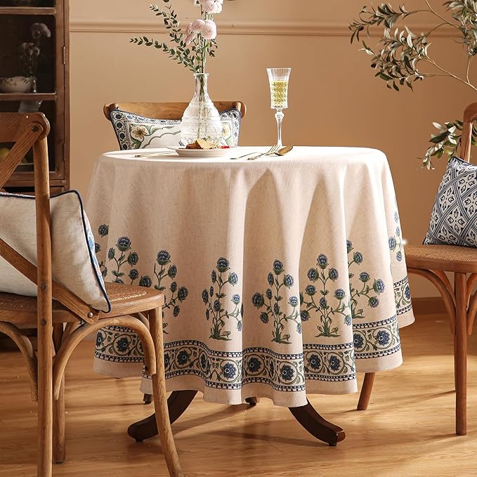 patdrea Vintage French Linen Tablecloth,Round,Diameter 67"-Ivar B