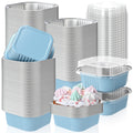 Aoriher 150 Pcs 10 oz Mini Cake Pans with Lids Sky Blue