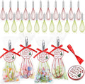 FoldTier 36 Sets 12 Inch Christmas Whisks Gifts DIY Fillable Christmas Tree Ornaments Xmas Colored Silicone Whisks for Cooking Heat Resistant Egg Beaters with Card Rope Bag for Candy Holder