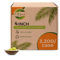 Raj Palm Leaf 4" Round Bowls, 3200 Count (16 cases) Bulk Pack