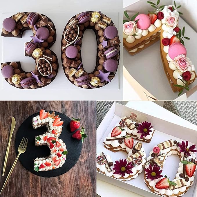Ducodocu Large Number Cake Pan for Baking 3D Silicone Cake Mold DIY Baking Mold Novel Cake Tins for Birthday Wedding Anniversary Number of 3