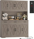HOSTACK 71" Tall Kitchen Pantry Storage Cabinet, 55" W Kitchen Hutch, Grey