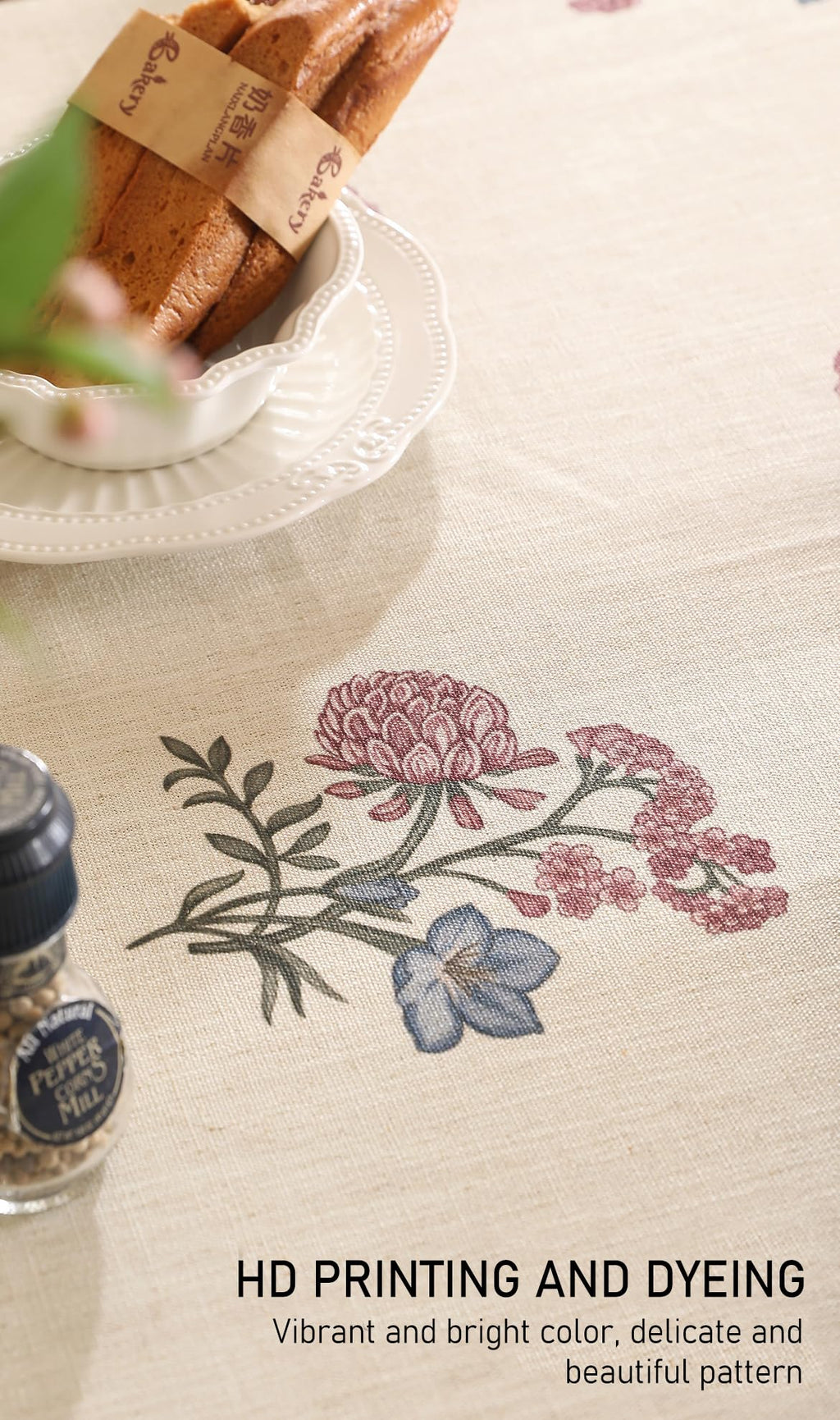 ISAENNE Designer French Linen Square Tablecloth,67"x67"-Helena E