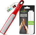 Spring Chef Stainless Steel Lemon Zester - Garlic & Ginger Grater - Red