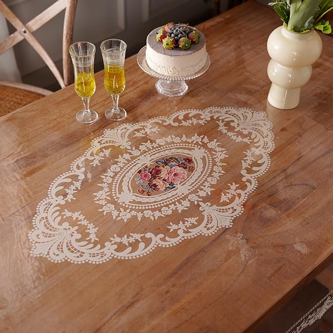 Artbloss Clear Table Cover Protector Vinyl Table Cloth, 60" x 120"
