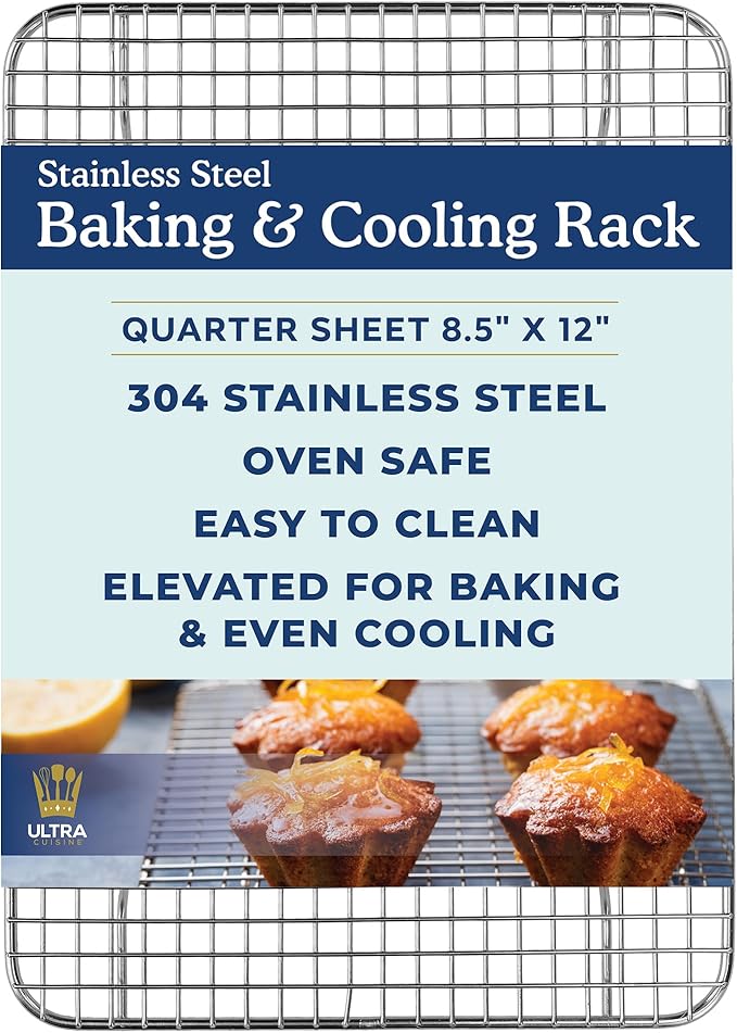 Ultra Cuisine 100% Stainless Steel Cooling and Baking Rack - 8.5 x 12-inch