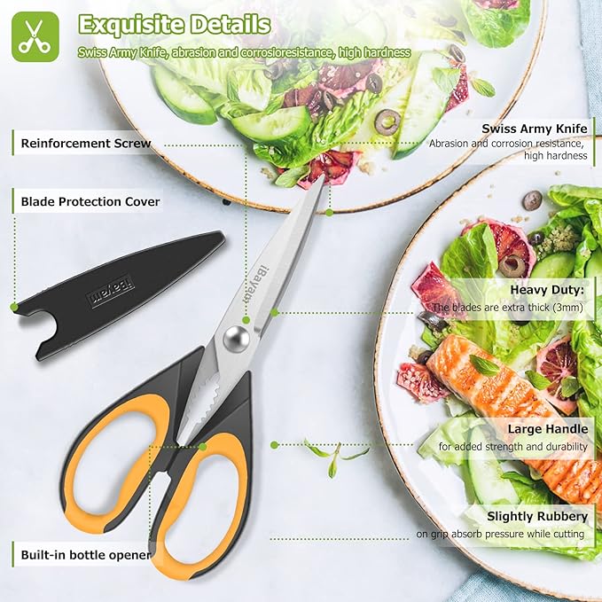 Kitchen Scissors, iBayam 2-Pack 8.7" Kitchen Shears Heavy Duty All Purpose