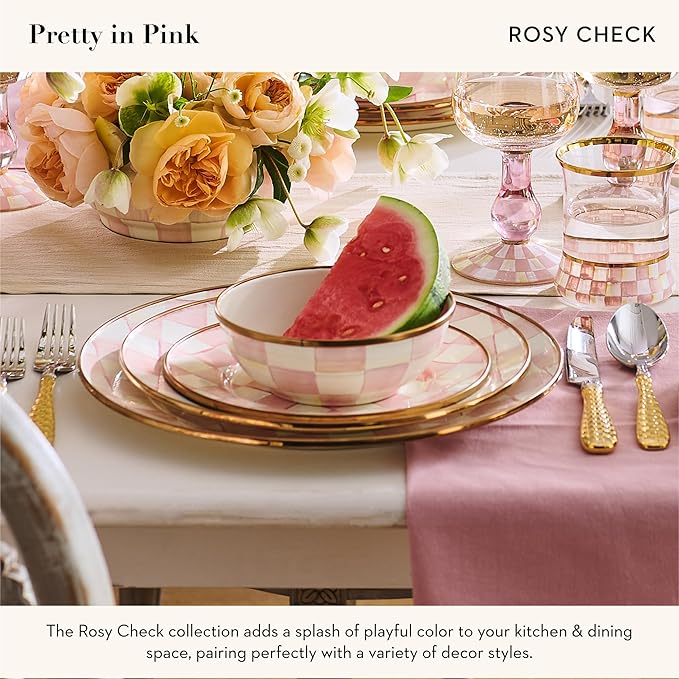 MACKENZIE-CHILDS Everyday Bowl, Extra Small, Pink-and-White Rosy Check