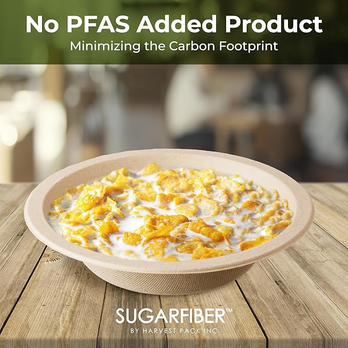 12oz Compostable Paper Bowls Disposable Round Natural Cereal Bowl, 50 Count
