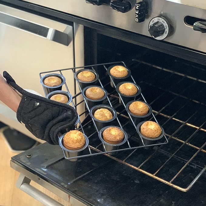 Fox Run Linking Mini Popover Pan, Carbon Steel, Nonstick, 12 Mini Cups