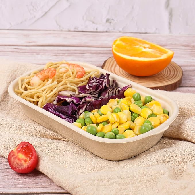 JAYEEY 17 oz Disposable bowls with lids Bagasse meal prep container 50 Pack