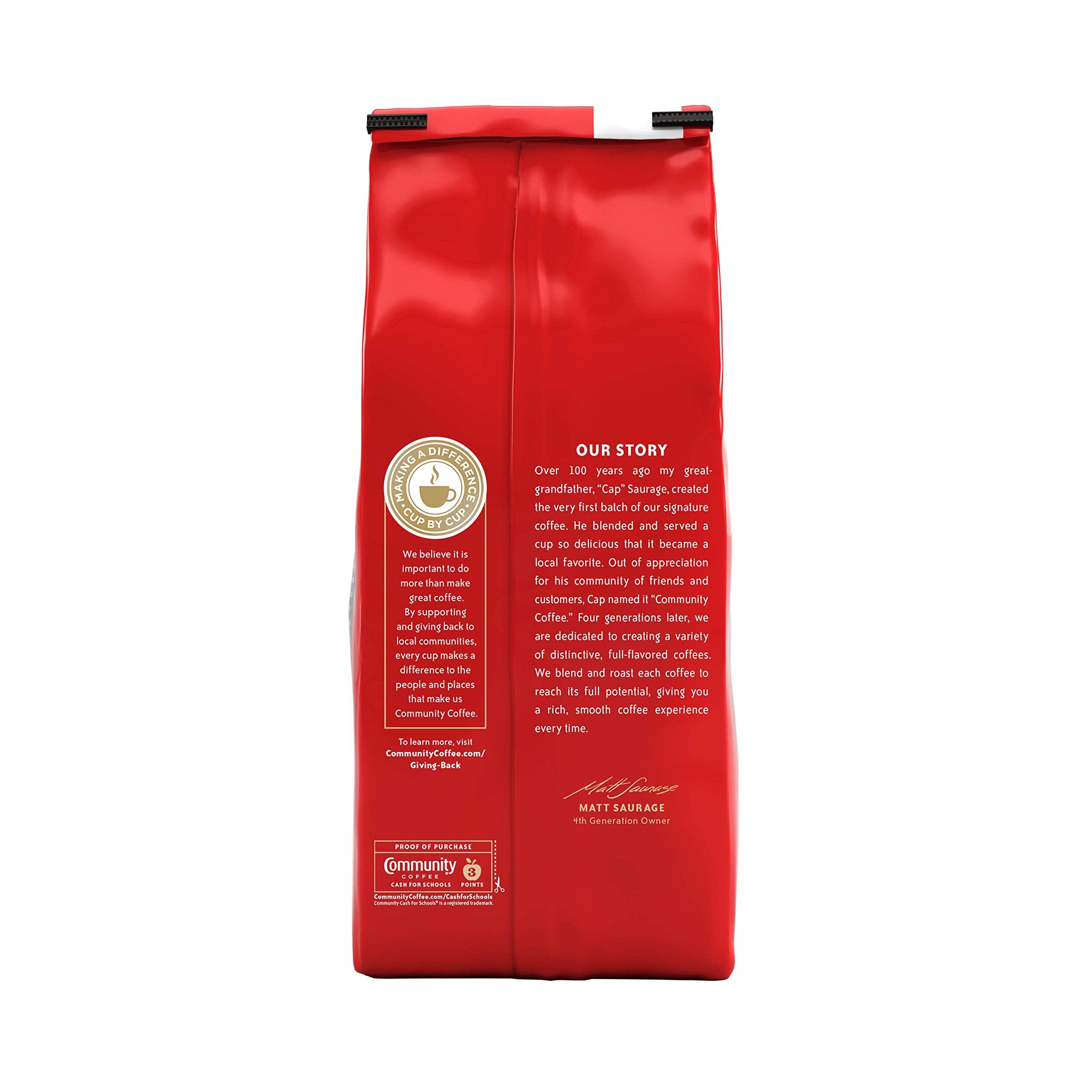 Community Coffee Coffee and Chicory Blend Coffee, Medium Dark Roast Ground Coffee, 32 Ounce Bag (Pack of 4)
