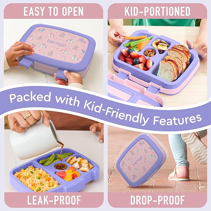 Bentgo Kids Prints Leak-Proof 5-Compartment Bento-Style Kids Lunch Box