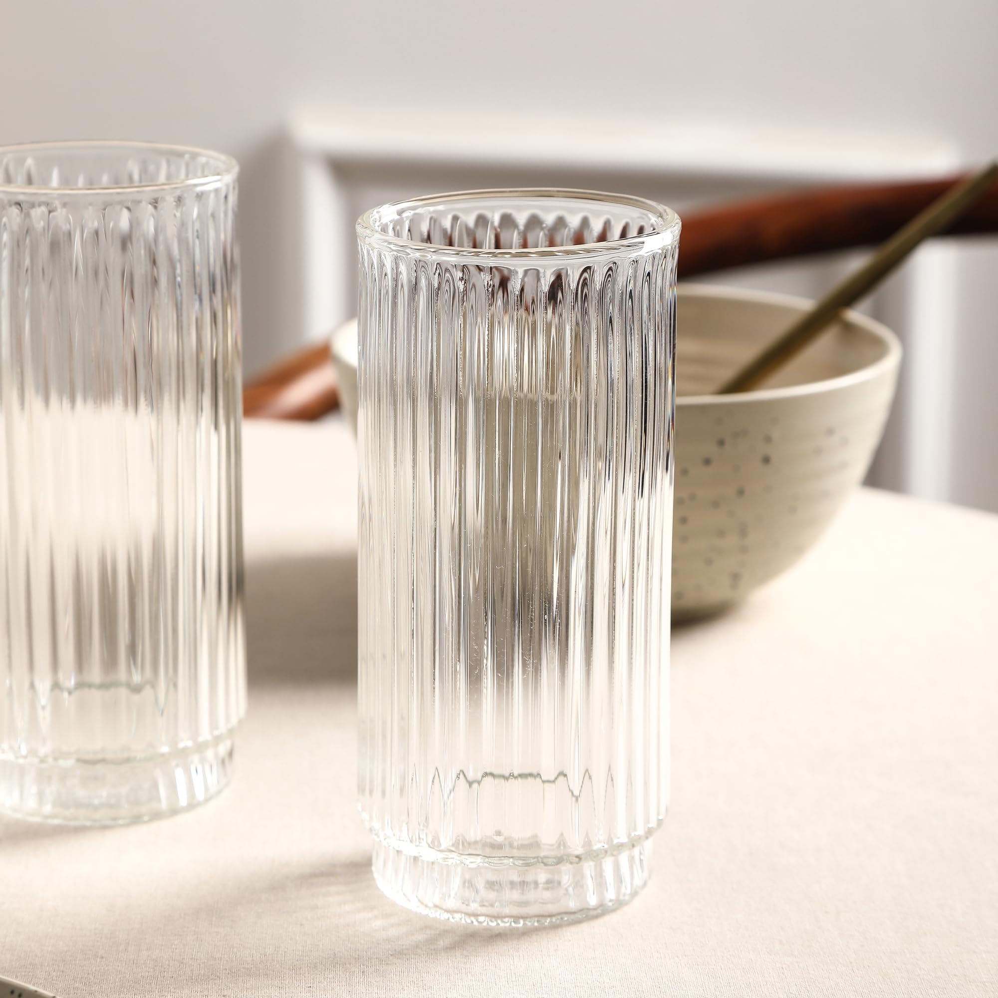 Stone Lain Dua 16-Piece Dinnerware Set Stoneware, Borosilicate Glass, White