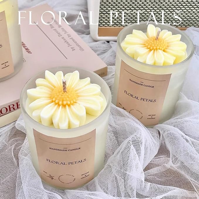 MGLIFEUL 2PCS 3D Flower Candle Making Molds Moldes de Silicona para Velas
