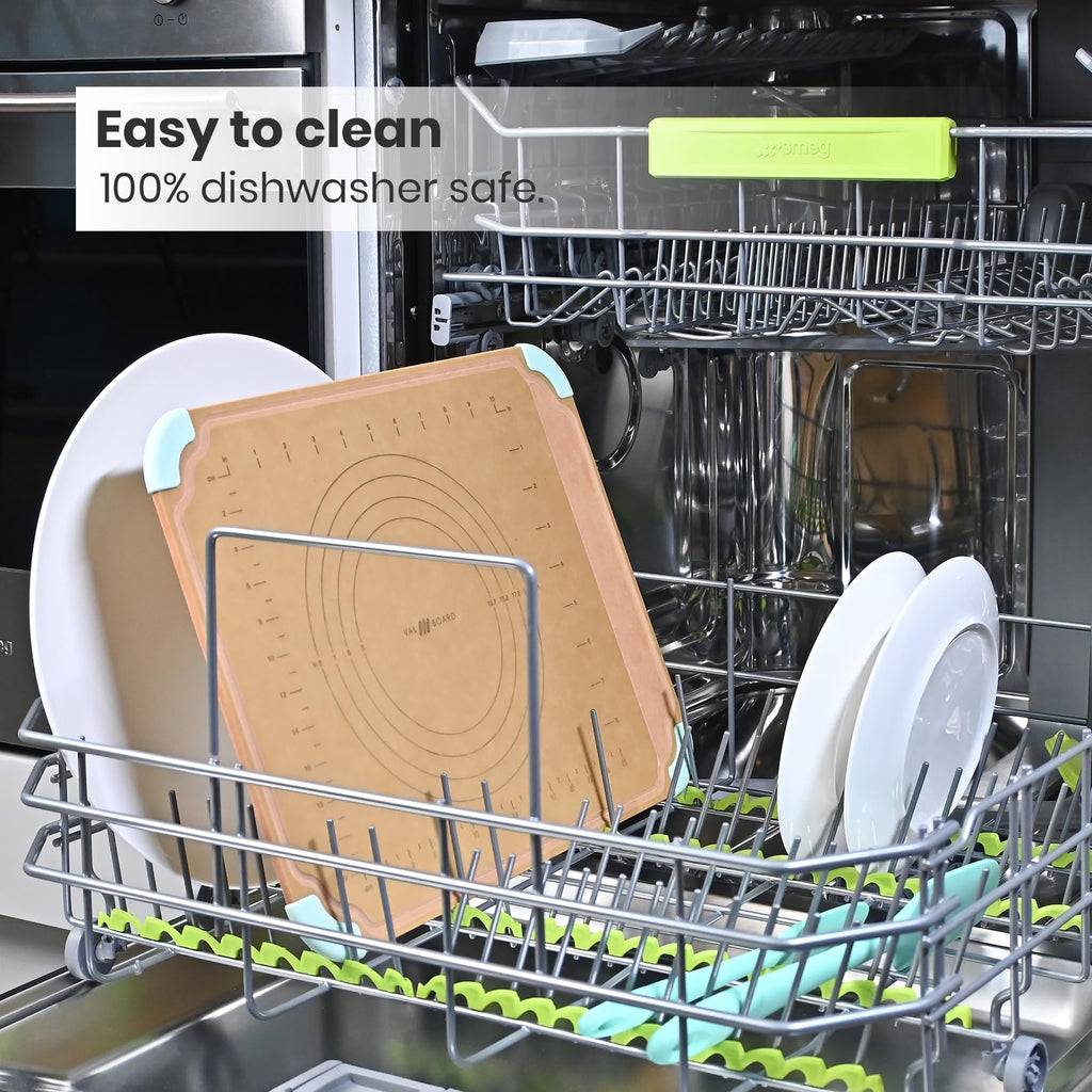 VAL CUCINA Wood Cutting Boards for Kitchen, Reversible Chopping Boards with Juice Grooves Non Slip Feet, Natural Wood Fiber, Dishwasher Safe, Eco-Friendly, Juice Grooves,BPA Free