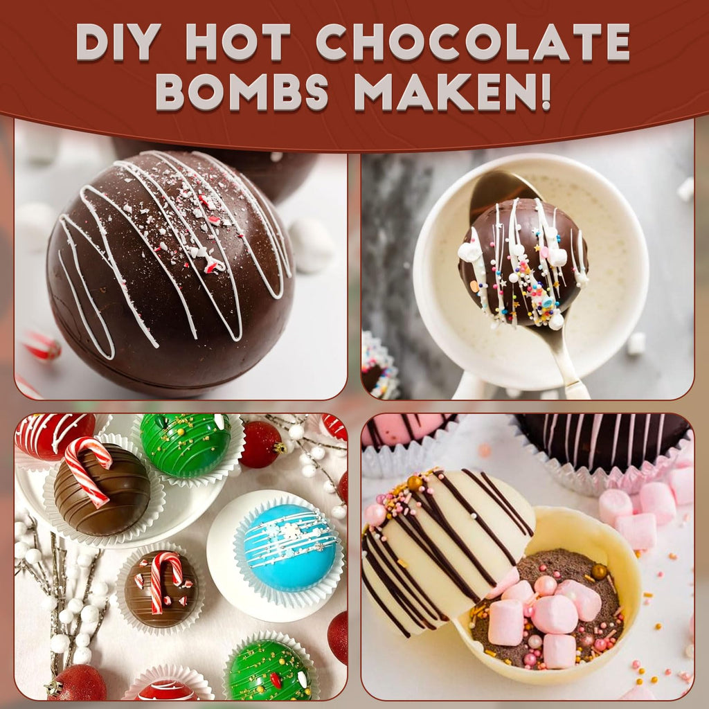 HKNMTT Hemisphere Silicone Molds 4 Size Set for Hot Cocoa Chocolate Bombs Valentines Semi Ball Making Kit Cake Decor Mould, Food Grade Non-stick Kitchen Baking Supplies Oven Safe