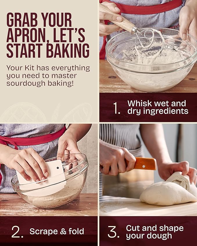 Superbaking Sourdough Starter Kit, 9" Round Banneton Proofing Basket