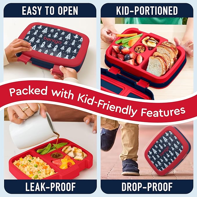 Bentgo Kids Prints Leak-Proof 5-Compartment Bento-Style Kids Lunch Box