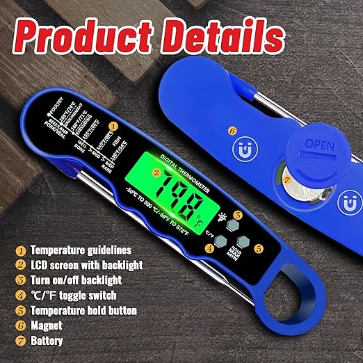 Meat Thermometer Digital, Instant Read Digital Meat Thermometer