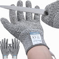 Dowellife 3 Pairs Cut Resistant Gloves Food Grade Level 5 Protection, Safety Kitchen Cuts Gloves for Mandolin Slicing, Fish Fillet, Oyster Shucking, Meat Cutting and Wood Carving (Black Gray, X-Large)