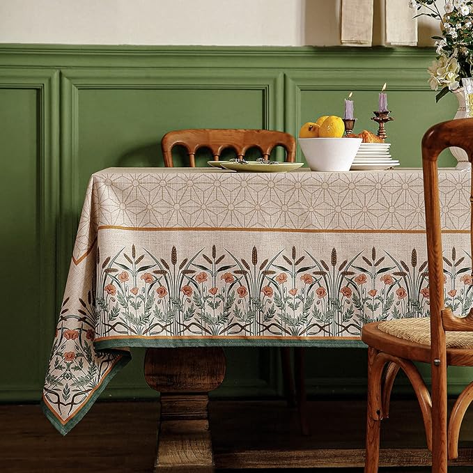 patdrea Vintage French Linen Tablecloth,Rectangular,87"x55"-Cudillero
