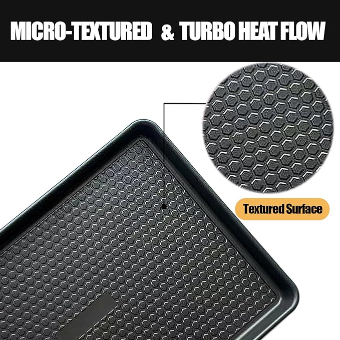 JOHO BAKING Large Baking Sheet Set (2 Pack) - Half Sheet Pan 17.7x12.2 Inch, 0.8mm Heavy Duty Carbon Steel, Nonstick & Warp Resistant Cookie Sheet for Baking, Roasting, Textured Pattern, Dark Grey