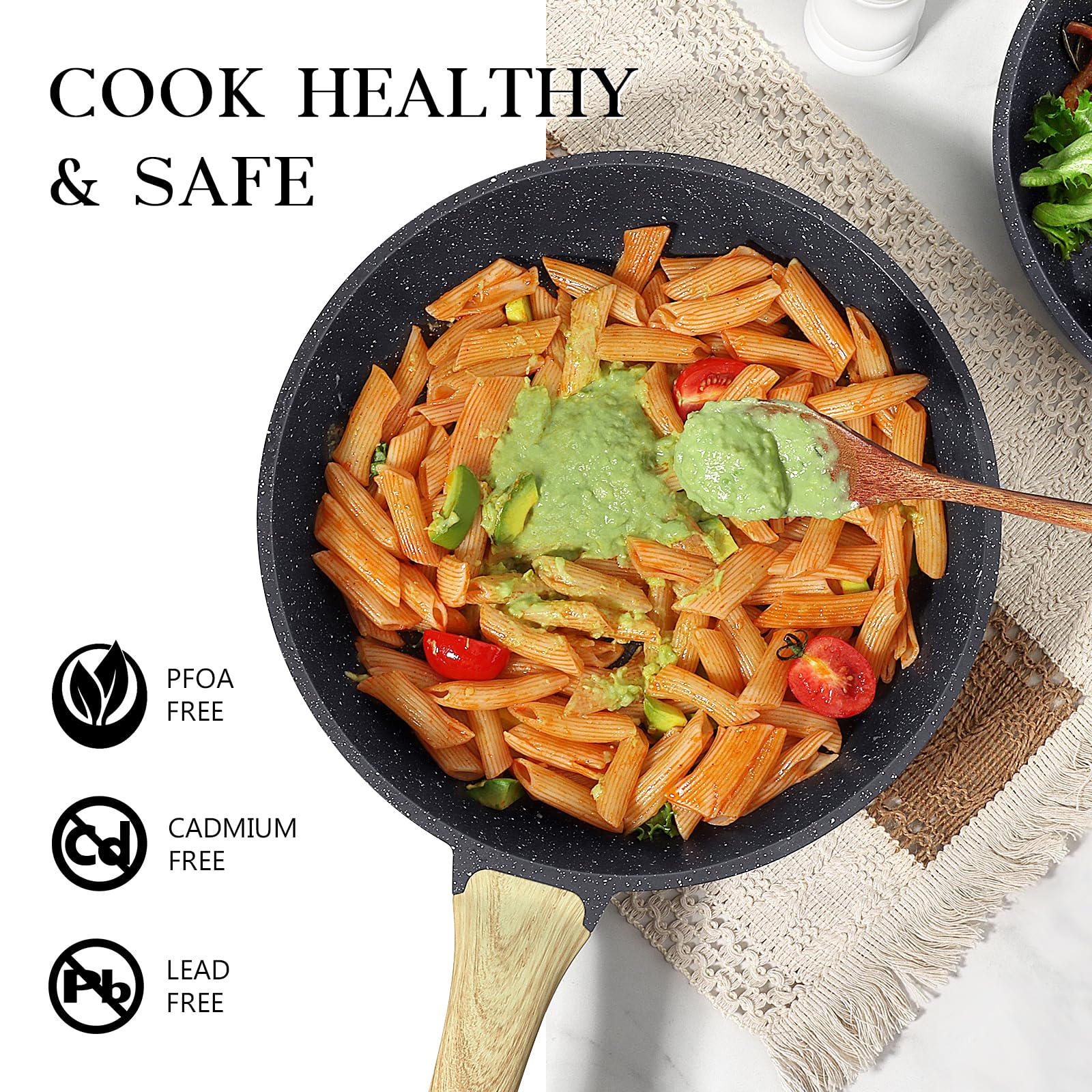 GiPP Nonstick Frying Pan Skillet - 11" Grey Granite Non Stick Pans, Omelette Pan with Heat-Resistant Handle, Compatible with All Stovetops, PFOA Free